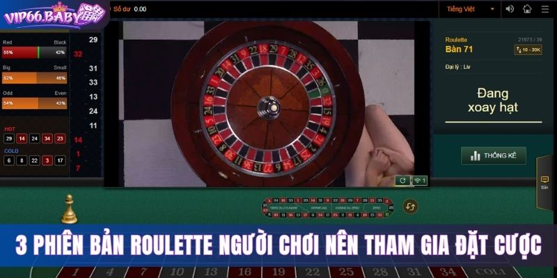 3 phiên bản roulette người chơi nên tham gia đặt cược