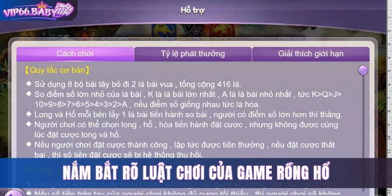 Nắm bắt rõ luật chơi của game Rồng Hổ